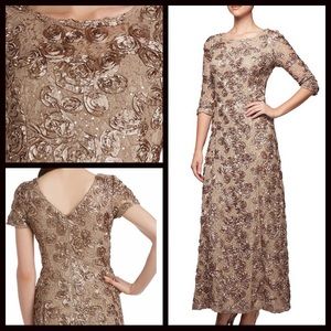 NWT Alex Evenings Rosette A-Line Dress